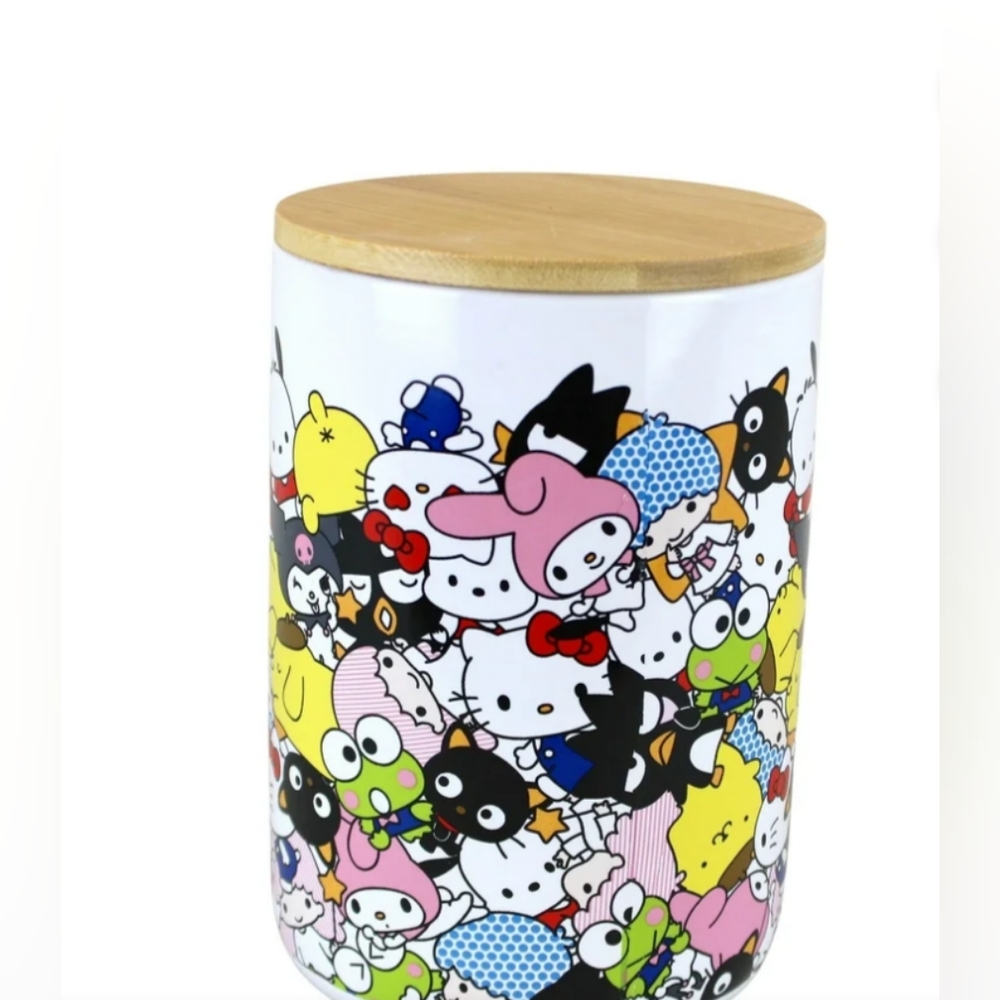 Hello Kitty & Friends Ceramic Jar W/ Bamboo Lid NWT